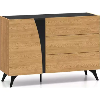 Kancelářská sestava Komoda Toscania 05 dub dune/černý jaseň/sklo