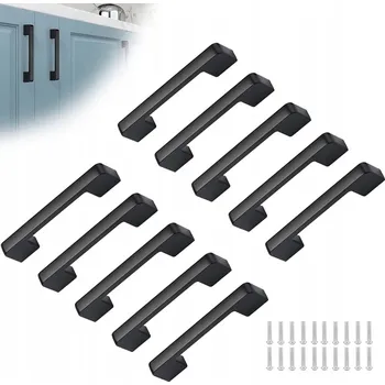 Nábytkové kování 10x NÁBYTKOVÁ ÚCHYTKA ČERNÝ DRŽÁK NA NÁBYTEK SKŘÍŇKY ZÁSUVKY 128 mm LOFT RETRO