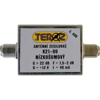 Anténní zesilovač Anténní zesilovač TEROZ 408X, UHF, G22dB, F1,5dB, U99dBµV, F-F