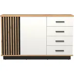 Komoda 2d4s Santi 3 Velká, Dub Wotan/Černá+Bílá