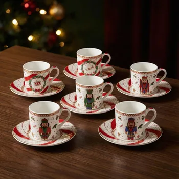 Talíř Vánoční šálky s podšálky EASY LIFE 100 ml 6 ks