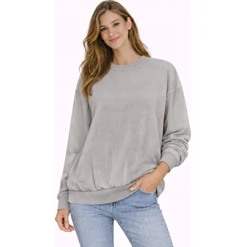 Dámská mikina MIKINA - ID8889 JASNOSZARA oversize, tenká bavlněná, pohodlná, prémiová