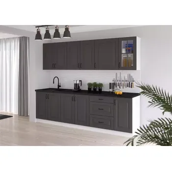 Kuchyňská linka Kuchyňská linka Stilo grafit mat/bílá 260 bez pracovní desky