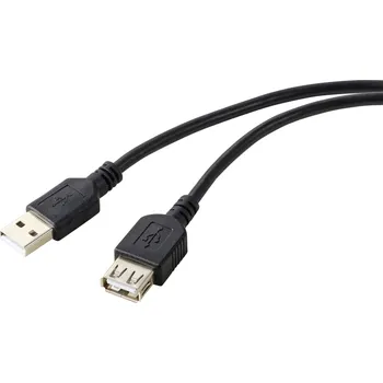Prodlužovací kabel Renkforce USB kabel USB 2.0 USB-A zásuvka, USB-A zástrčka 0.50 m černá PVC plášť RF-5771510