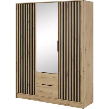 Předsíňová stěna Skříň Nelly 3d zrcadlo dub artisan/lamela černá