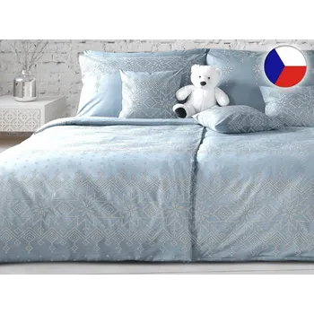Povlečení Vánoční damaškové povlečení EXCELLENT 240x220, 2x 70x90 GEON Nordic modrý