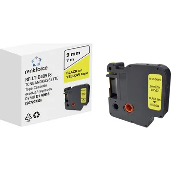 Tiskárna štítků páska do štítkovače Renkforce RF-LT-D40918 kompatibilní náhradní DYMO D1 - 40918 9 mm Barva pásky: žlutá Barva písma: černá 7 m