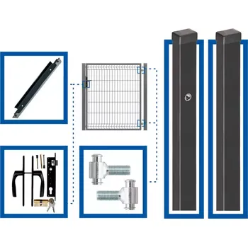 Plot 3D PLOTOVÁ BRANKA PRAVÁ, KOMPLETNÍ SOUPRAVA - VČETNĚ SLOUPKŮ A PŘÍSLUŠENSTVÍ WGFUR-T000382