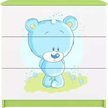 Dětský pokoj Dětská komoda Babydreams zelená - Modrý medvídek