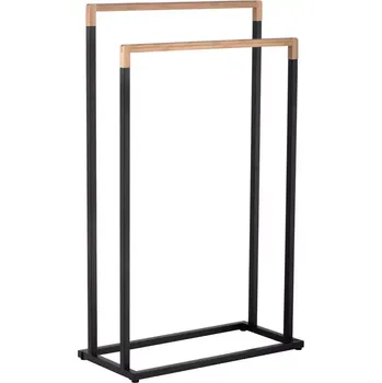 Věšák Věšák na ručníky stojanový Černý / bambus