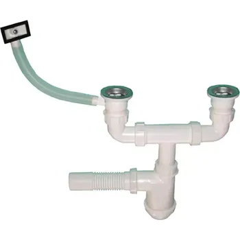 Sifon Sifon, dřez dvojitý, s přepadem, kovové sítko SYF038