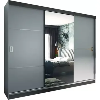 Kancelářská sestava Skříň Retro 2 200 Zrcadlo Grafit/Černá Mat