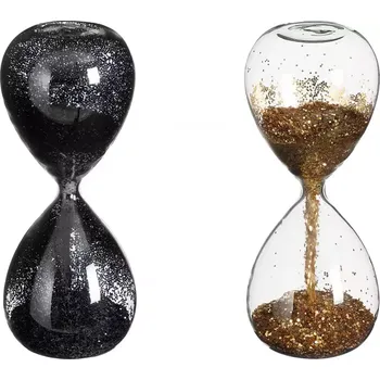 Hodiny Přesýpací hodiny černé/zlaté mix - v16xh7cm 1143280