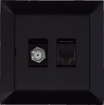 Elektrická zásuvka Zásuvka typu F + RJ-45 Medium černá
