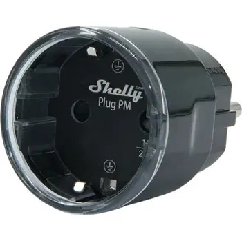 Centrální jednotka pro chytrou domácnost Shelly Plug PM Gen3 Černá - zásuvka pro měření spotřeby bez relé (WiFi, Bluetooth, Matter)