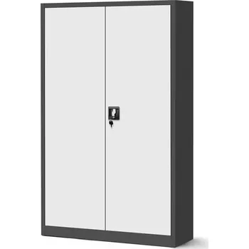 Kancelářská sestava Skříň Jan 2 kov antracit/bílá