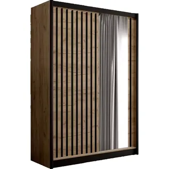 Kancelářská sestava Skříň Ladder 150 dub craft/černé lamely