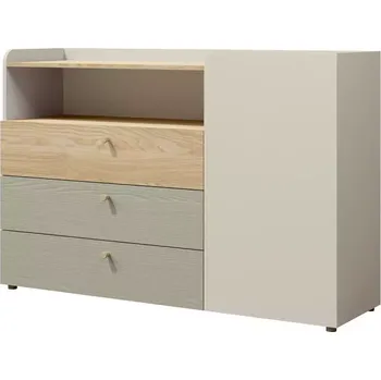 Kancelářská sestava Komoda Yuki 8 eukalyptus/šedobéžová/olejovaný dub