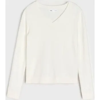 Dámský svetr Sinsay - Svetr s&nbsp;výstřihem do V - krémová - 375EU-01X - 375EU-01X-S