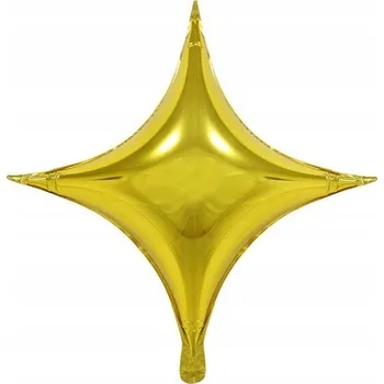 Balónek Velký fóliový balónek HVĚZDA čtyřcípá ZLATÁ 26 palců 65 cm GOLD