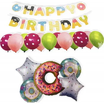 GIRLANDA Happy Birthday BALÓNKY Dortíky DONUT banner