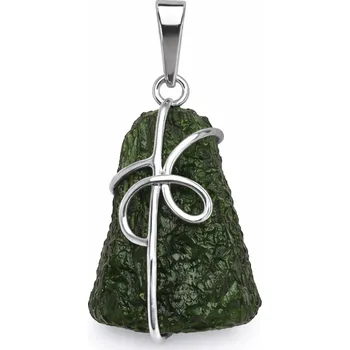 Přívěsek Stříbrný přívěsek s neopracovaným vltavínem 2,2 cm x 1,9 cm