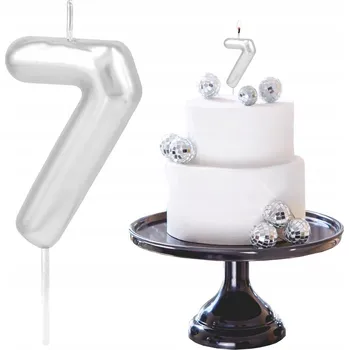 Dortová svíčka ČÍSLICE SVÍČKA ČÍSLO 7 SEDM LESKLÝCH SVÍČEK DEKORATIVNÍ NA DORT