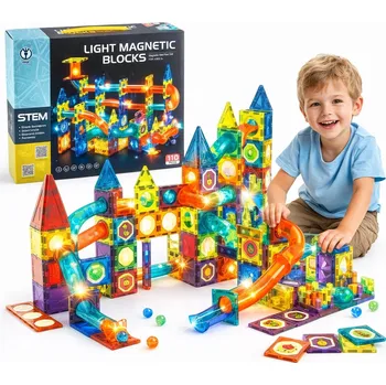 ostatní stavebnice Stavebnice Kuličková dráha svítící 110 ks.