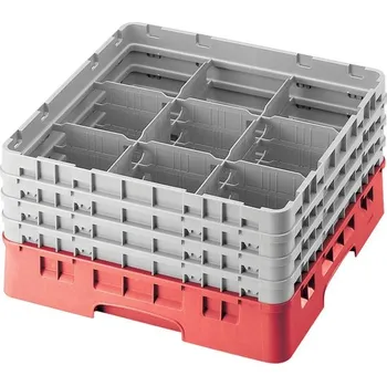 přísavka na sklo Cambro Koš Camrack 9 pozic, výška sklenice 30 cm - Červená| TOM, R-9S1114-163