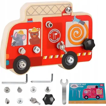 Dřevěná hračka HRAČKA MONTESSORI DŘEVĚNÁ TABULE PRO ŠROUBOVÁNÍ PRO DĚTI ROZVOJ DOVEDNOSTÍ M