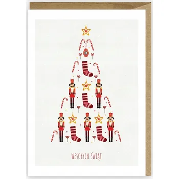 Obraz Vánoční přání s vánočním stromkem z vojáčků a ponožek