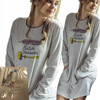 Dámská noční košile Noční košile Key LND 828 s dlouhým rukávem, krátká, velikost S