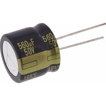 Kondenzátor Kondenzátor 560μF ±20procent 68mΩ 50V dc Průchozí otvor Elektrolytický řada FC Radial Panasonic