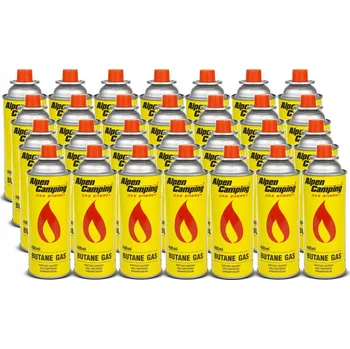 Plynová kartuše 28x Alpen Camping 400ml plynová kartuše. Certifikát: Pracovní rozsah -10°c až + 40°c, IK004.