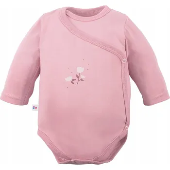 Dětské zavinovací body růžové s motivem kytiček, velikost 68