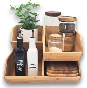 Úložný box 5Five® Sada 3 bambusových organizérů CAJA do kuchyně, Double+single+mini