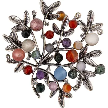 Brož Brož- lístek s korálky a zirkony- multicolor- 9001909-2