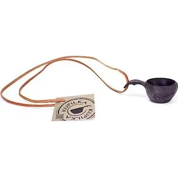 Kempingové nádobí K1K Kupilka Mini cup Black Volume 1 cl, hmotnost 6 g, leather cord 100 cm