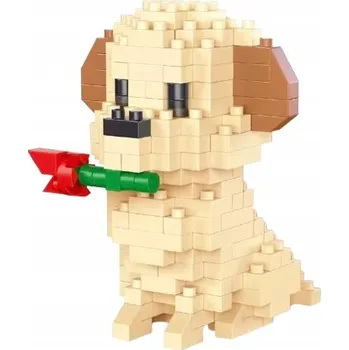 ostatní stavebnice Stavebnice Pes Labrador Retriever s Růží, Kreativní Dárek z Kostek