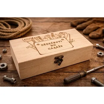 Dřevěná krabička do dílny - Dědovi do garáže Velikost: 12,5x7x5cm