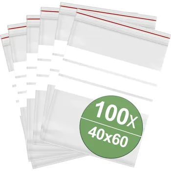 Obal pro sběratelský předmět uzavíratelný sáček s popisnými štítky (š x v) 40 mm x 60 mm transparentní polyetylén 100 ks