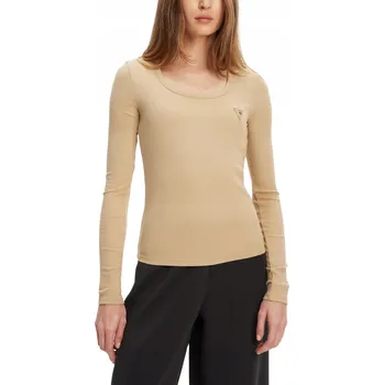 Dámské tričko GUESS Béžové dámské tričko s dlouhým rukávem Colette M