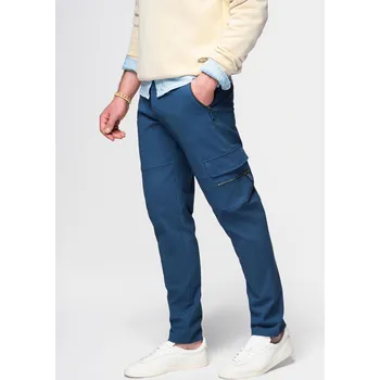 Pánské kalhoty Pánské kalhoty STRAIGHT LEG cargo s kapsami na zip - tmavě modré V1 OM-PACG-0204 - XXL