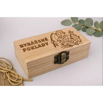 Dřevěná krabička pro rybáře Velikost: 12,5x7x5cm