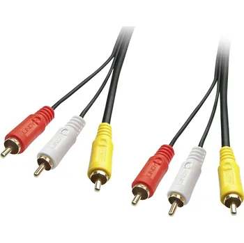 Audio kabel LINDY kompozitní cinch AV kabel [3x cinch zástrčka - 3x cinch zástrčka] 1.00 m černá