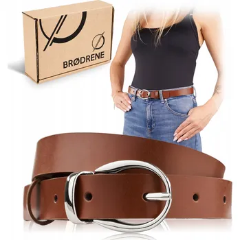 Opasek Brodrene Pásek Hnědý Dámský Kožený Klasický se Stříbrnou sponou 105 cm