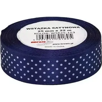 Stuha SATÉNOVÁ STUHA S PUNTÍKY TMAVĚ MODRÁ 25MM X 22M