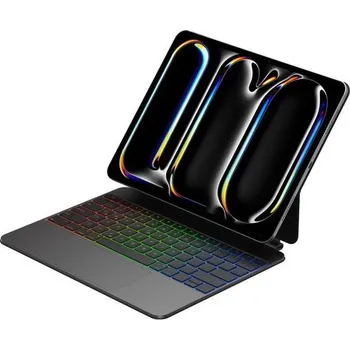 Pouzdro na tablet JP Magnetic Keyboard MK09 Aluminium pouzdro na tablet, iPad Pro 12.9, 2018 / 2020 / 2021 / 2022, iPad Air 13 2024 / 2025, černé