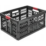 Plastový skládací koš Ben Keeeper, 45 l, grafit, nosnost až 50 kg, měkké rukojeti, certifikát GS a test TUV, bezpečný pro potraviny.