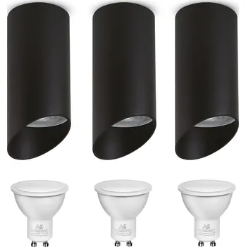 Bodové svítidlo Maclean svítidlo pro povrchovou montáž, bodové, kulaté, hliníkové, GU10, 55x130mm, černá barva, MCE360 B 3ks + LED žárovka GU10 7W Maclean Energy MCE437 WW teplá bílá 3000K, 220-240V~, 50/60Hz, 3ks